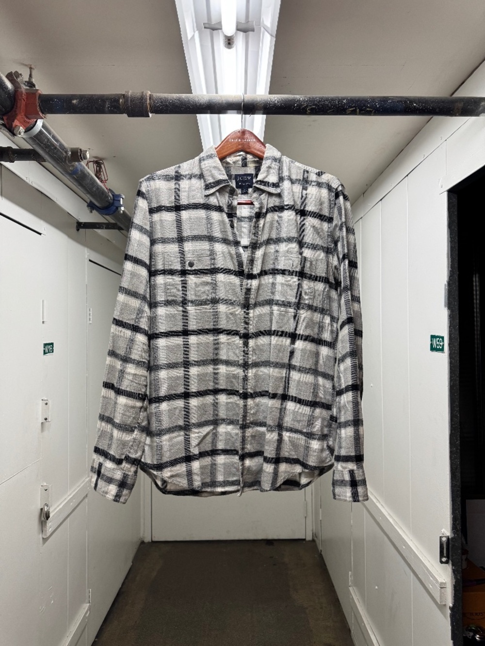 J. Crew Gray Window Check Plaid Brushed Soft Flannel Button Up
